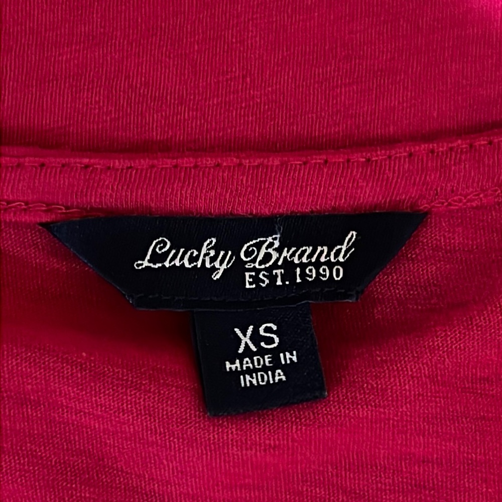 Lucky Brand Dark Pink Embroidered Short Sleeve Shirt - Picture 2 of 16